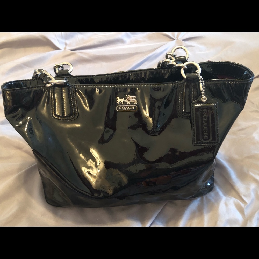 Authentic Coach black patent leather handbag